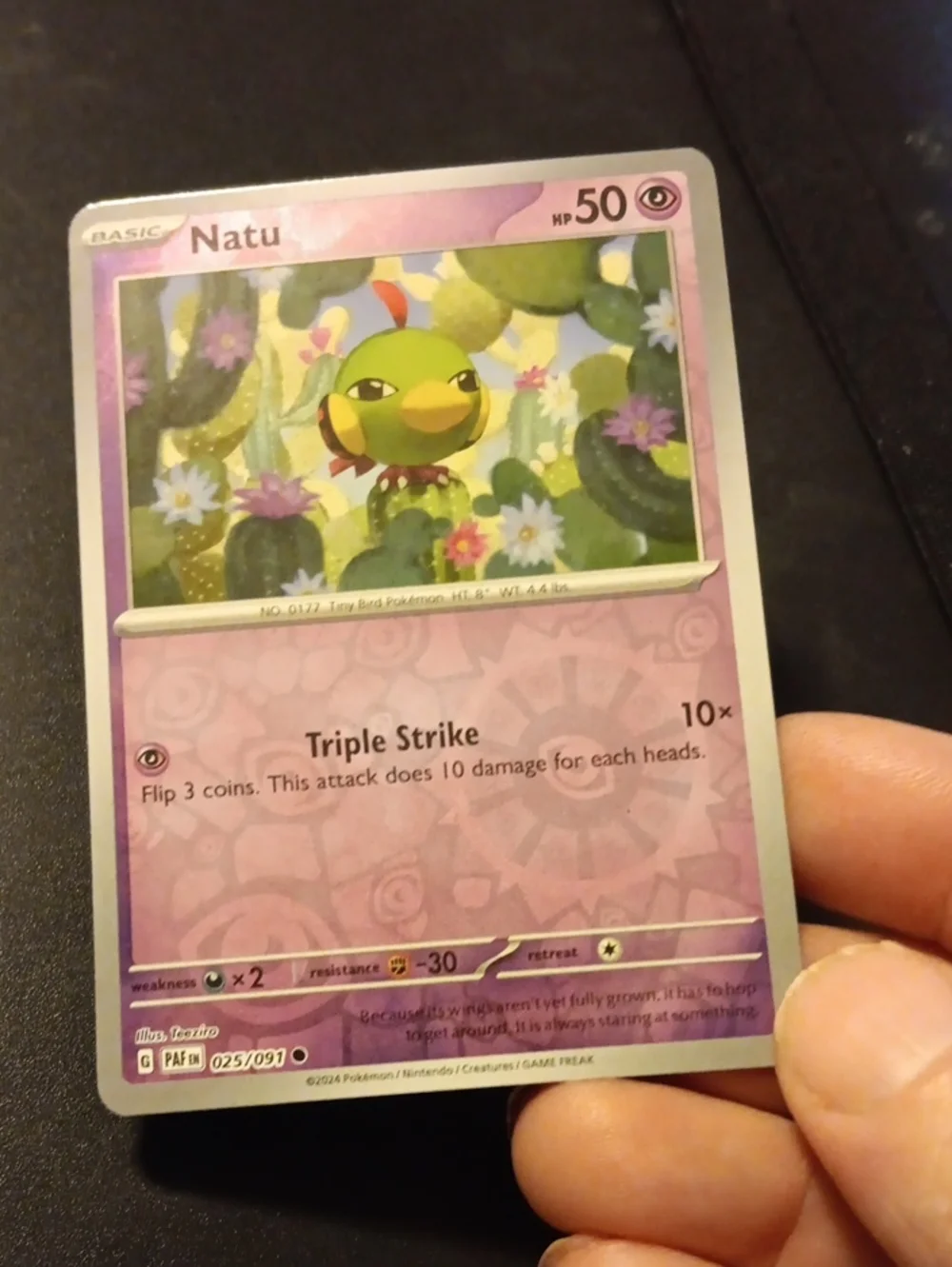 Pokemon Natu Trading Card – Pink and Green Artwork